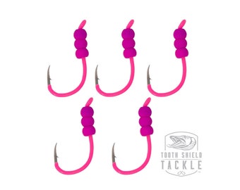 Tungsten Weighted Plummeting Tip-up / Dead stick Fluorescent Pink Hooks and Beads 5 Pack Tungsten Ice Jigs Walleye Jig Crappie Jig