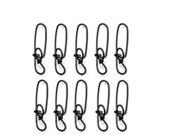 10 Pack Stay-Lok Snaps Fishing Leader Snaps Terminal Tackle Leader Making Material Stay Lok Snaps Musky Fishing Snaps Clips [Choose Size]