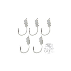 Tungsten Weighted Plummeting Tip-up / Dead stick Glow Hooks White Beads 5 Pack Tungsten Ice Jigs Walleye Jig Crappie Jig