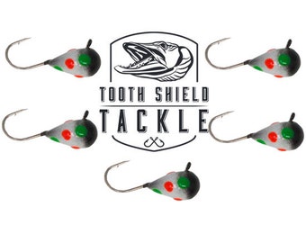 Tooth Shield Tackle UV Glow Tungsten Ice Fishing Jigs 5-Pack Crappie Perch Bluegill Panfish Jig 5mm (Burnt Wonderbread)
