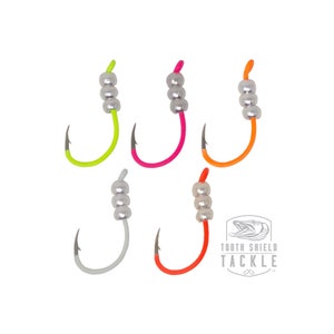Tungsten Weighted Plummeting Tip-up / Dead stick Fluorescent Hooks / Silver Bead 5 Pack Assortment Tungsten Ice Jigs Walleye Jig Crappie Jig