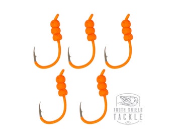 Tungsten Weighted Plummeting Tip-up / Dead stick Fluorescent Orange Hooks and Beads 5 Pack Tungsten Ice Jigs Walleye Jig Crappie Jig