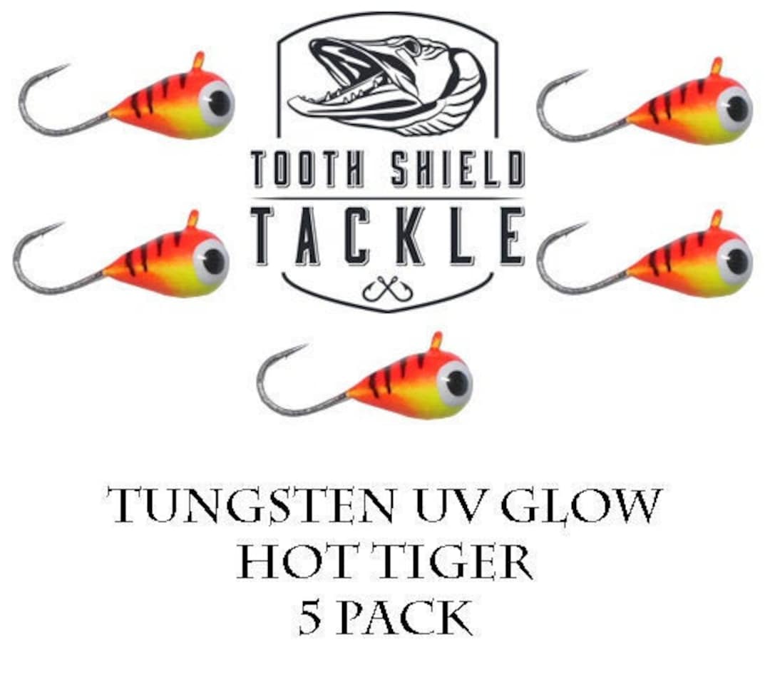 Tooth Shield Tackle UV Glow Tungsten Ice Fishing Jigs 5-pack