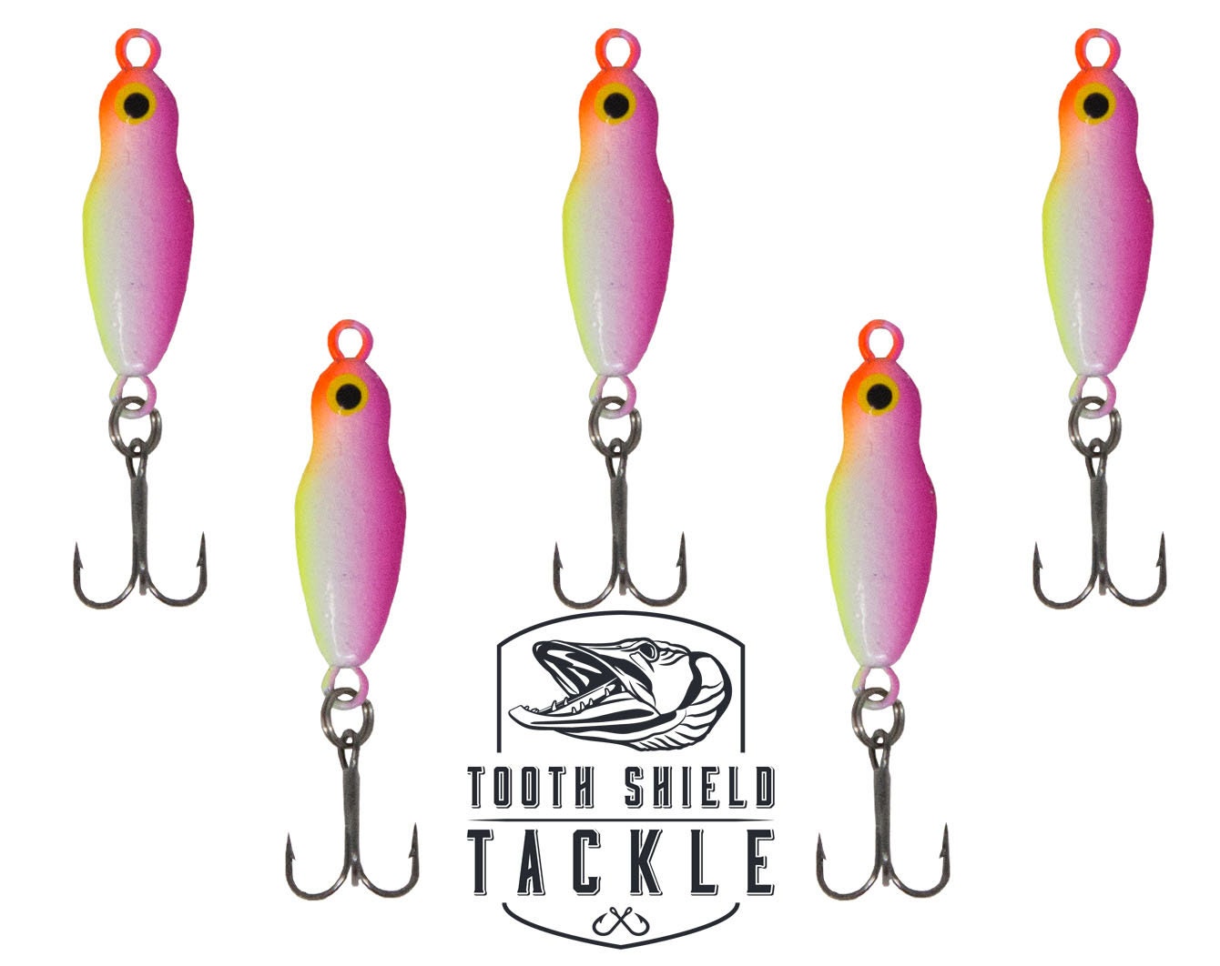 Tooth Shield Tackle Glow Ice Fishing Spoons 5-pack Crappie Perch