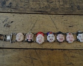 Japanese Kotobuki Silver Bracelet Seven Gods Of Luck and Good Fortune Japanese Panel Bracelet
