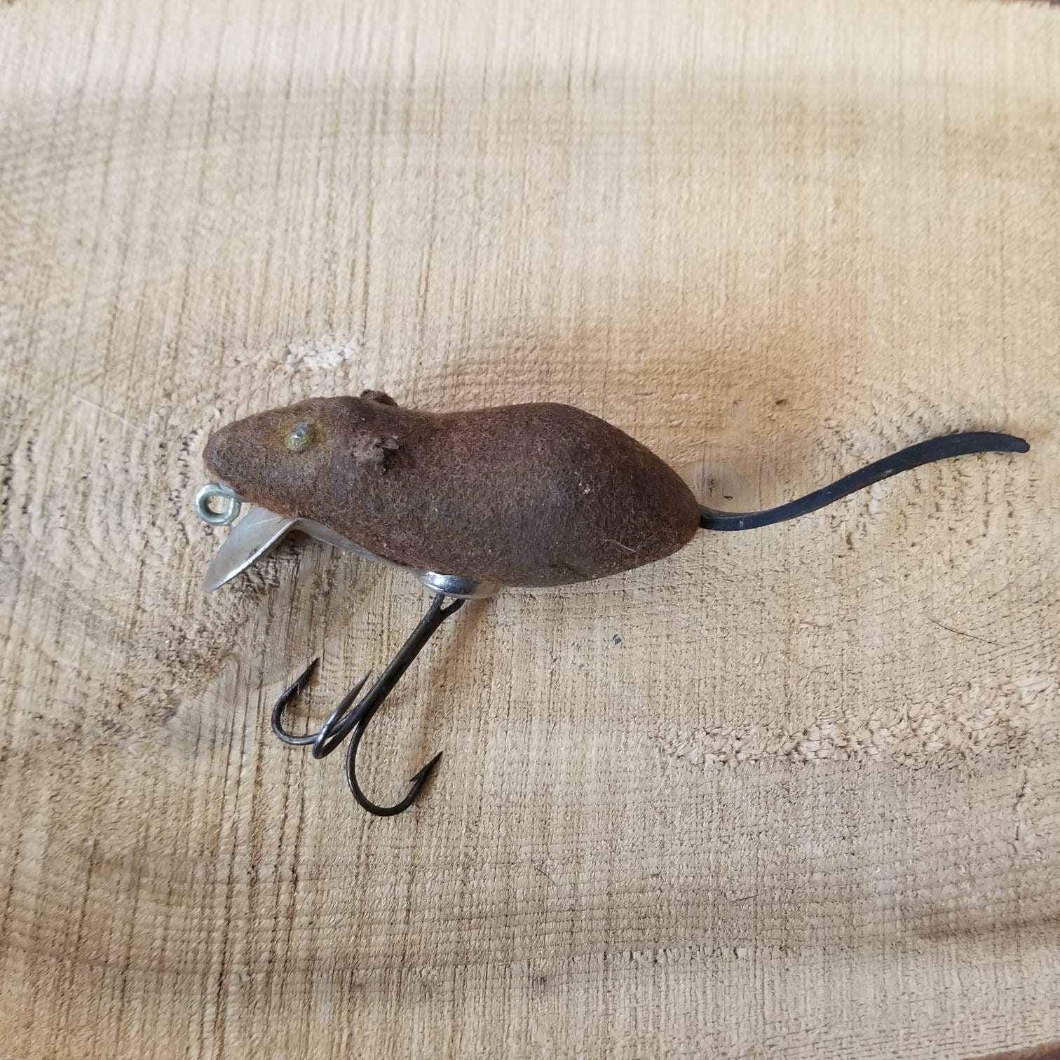 Vintage Shakespeare Grumpy and Paw Paw Flocked Mouse Fishing Lures