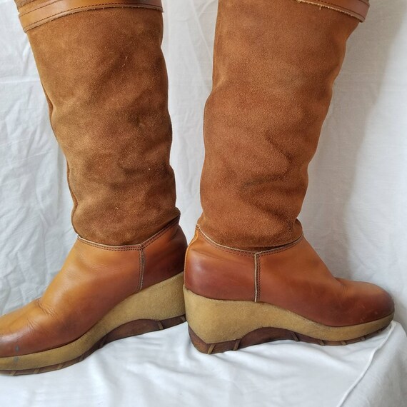 shearling wedge boots
