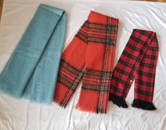 3 Scottish Wool Tartan Scarves Royal Stewart Finale Mctavish