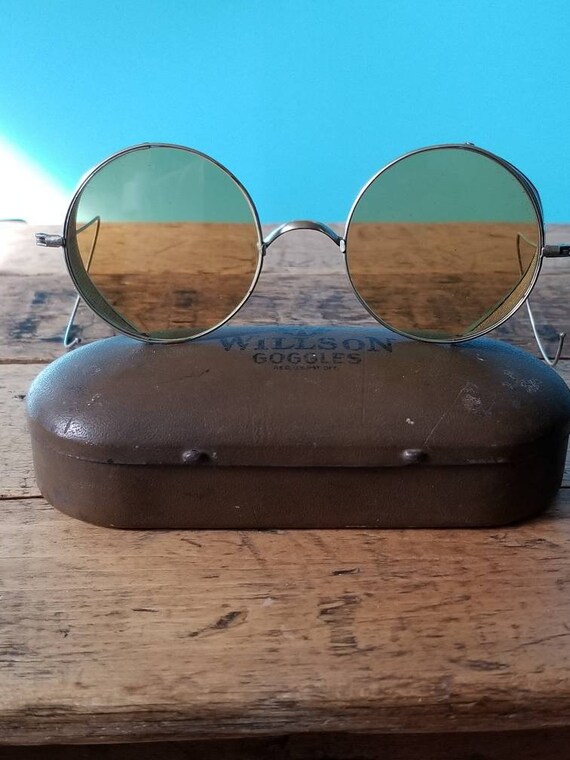 1930's Willson Amber Folding Side Shield Goggle Su