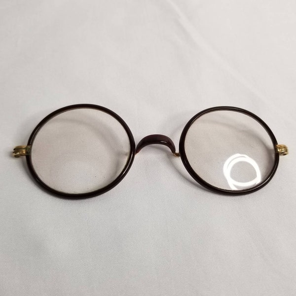 Antique Round Gold Filled Shuron Windsor Style Celluloid Eyeglass Frames | John Lennon Glasses | Vintage Round Eyeglasses |