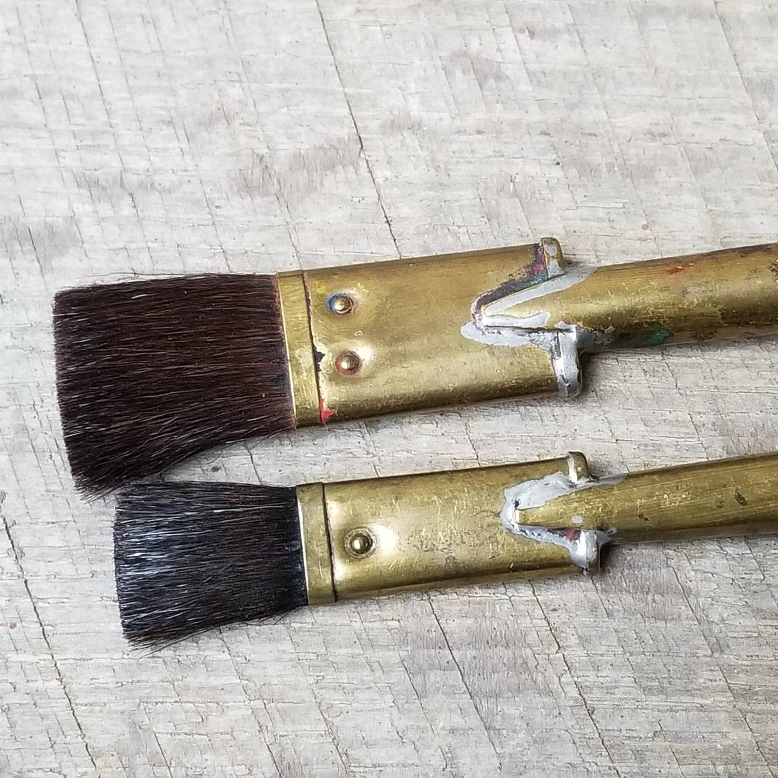 Vintage Grumbacher Brass Paint Brushes Ox Hair Blend Artist Etsy