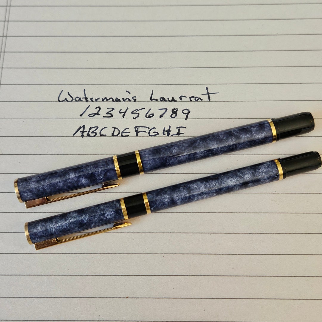 Watermans Laureat Fountain Pen and Roller Ball Pen Set Blue Marble