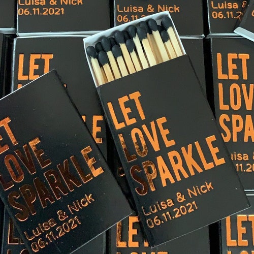 Custom Matchboxes Gold Foil Matches Personalized Matches Etsy