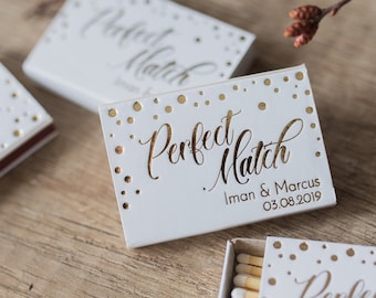 Cajas de fósforos personalizadas, fósforos de lámina de oro, fósforos personalizados, fósforos de boda, personalización, la combinación perfecta, caja de fósforos con monograma