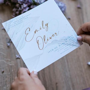 Invitation Cards, Wedding Invitations with minimalist design, invitation uniqe design, rosé gold foil, letterpress, gold foil, real foil