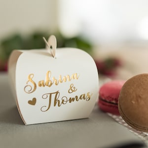 30 boîtes de cadeaux de mariage personnalisées pour les invités, feuille d’or, boîte de bonbons personnalisée, petites boîtes cadeaux