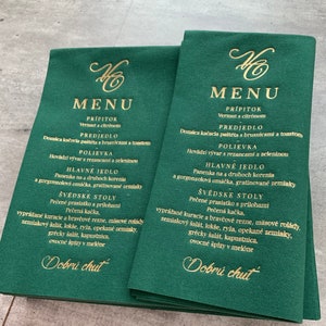 Bruiloftsmenukaart op servetten, Gepersonaliseerde servetten, Goudfolie, Bruiloftsdiner, Bedruckte Servetten, Hochzeit, Bruiloftservetten, Decorpress