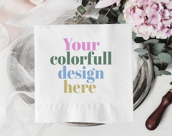 Benutzerdefinierte bunte Monogramm-Servietten, farbige Cocktail-Servietten, personalisierte Servietten, farbige Markenservietten, Business-Servietten