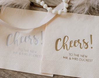 Cheers servetten, cocktailservetten, gepersonaliseerde servetten verloving, servetten bruiloft receptie, bruiloft servetten, servetten met monogram,