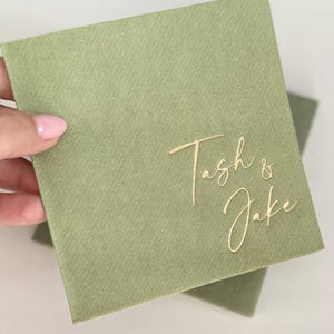 Personalized cocktail Napkins wedding, soft linen like, Gold foil napkins, airlaid Custom wedding Napkins, Napkins for wedding,