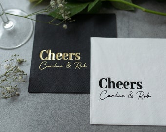 Cheers servetten, cocktailservetten, gepersonaliseerde servetten verloving, servetten bruiloft receptie, bruiloft servetten, servetten met monogram,