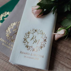 Gepersonaliseerde servetten, zacht linnen zoals wegwerpservetten, bladgoud, gepersonaliseerde servetten, DINER, servetten, bruiloftsservetten, Decorpress