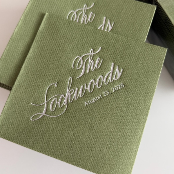 Personalisierte Cocktail-Servietten Hochzeit, weiches Leinen wie, Servietten mit Goldfolie, Airlaid Benutzerdefinierte Hochzeit Servietten, Servietten für Hochzeit,
