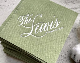 Personalized cocktail Napkins wedding, soft linen like, Gold foil napkins, airlaid Custom wedding Napkins, Napkins for wedding,