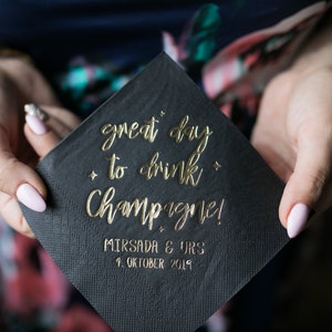 Great day to drink champagne, Custom Napkins, cocktail napkins, Personalized Napkins, Party Napkins, Wedding napkins, Bridal Shower