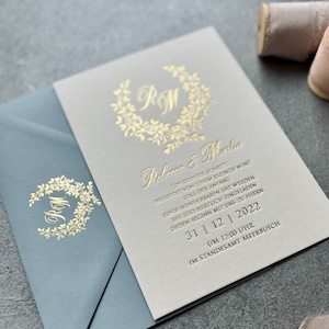 Invitation Cards, Wedding Invitations with minimalist design, invitation uniqe design, rosé gold foil, letterpress, gold foil, real foil