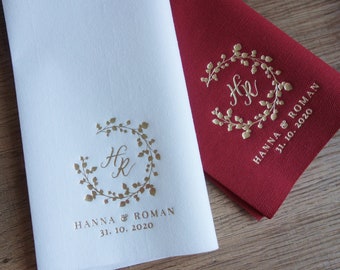 Bedruckte Servietten, Servietten mit Namen, Personalisierte Servietten, Servietten Hochzeit, Hochzeit, Stoff Servietten