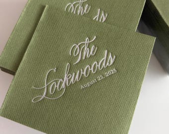Foil wedding napkin, cocktail Napkins wedding, soft linen like, Gold foil napkins, Custom wedding Napkins, Fast Delivery
