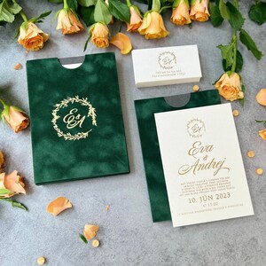 Tarjeta de invitación, invitación de boda con diseño minimalista, diseño único de invitación, tipografía, hoja de oro, hoja real