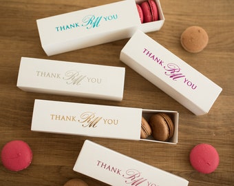 30x personalized Macaron boxes, Thank you gift for guests, Gold foil, Personalized macarons box, Small Gift Boxes