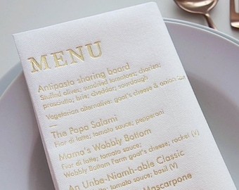 Wedding Menu Card on napkins, Personalized napkins, Gold foil, Wedding DINNER, Bedruckte Servietten, Hochzeit, Wedding napkins, Decorpress