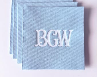 Personalized cocktail Napkins wedding, soft linen like, Wedding napkins, Interlocking Monogram, Monogrammed Napkins