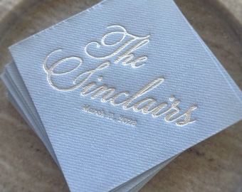 Personalized Wedding Napkins with Names, Cocktail Napkins Custom Names, Elegant Monogram Napkins, Linen Feel