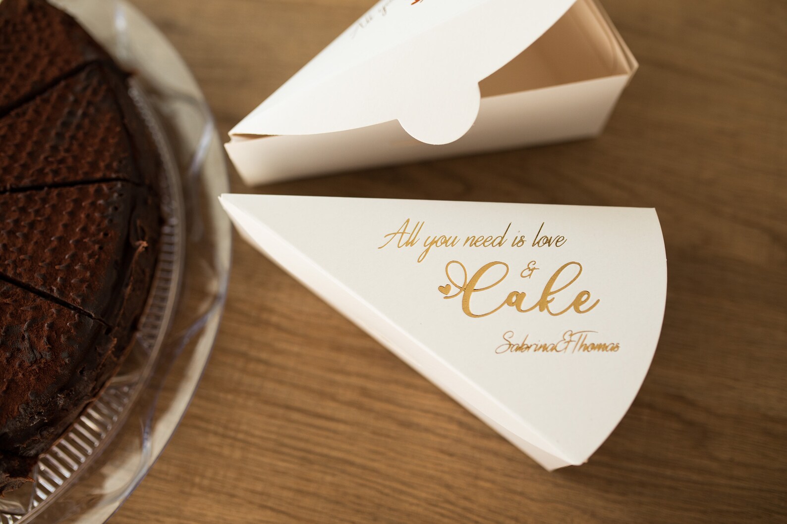 30 Personalized Wedding Cake Boxes for Guests Gold Foil Etsy