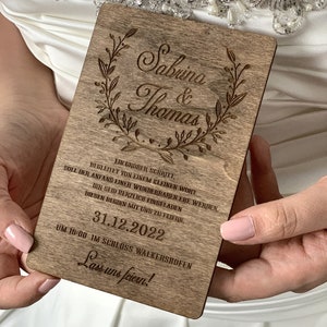 Hochzeit Einladung Holz, Rustikale Hochzeitseinladung , Einladungskarte zur Hochzeit, Hochzeitsholzdekor, Dekoration Hochzeit Bild 5