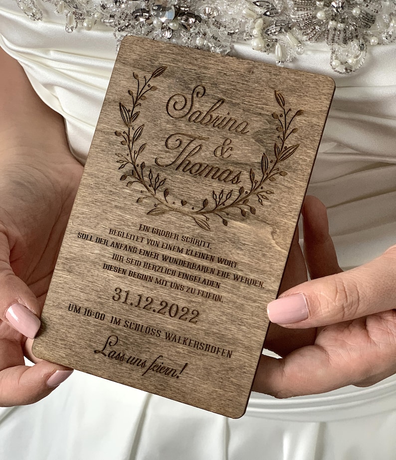 Hochzeit Einladung Holz, Rustikale Hochzeitseinladung , Einladungskarte zur Hochzeit, Hochzeitsholzdekor, Dekoration Hochzeit Bild 5