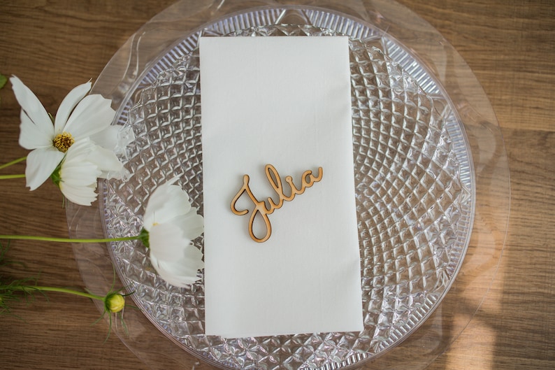 Wedding place cards Custom Lasercut, Place name settings, Guest names, Decoration wedding wood decor, name tag image 5