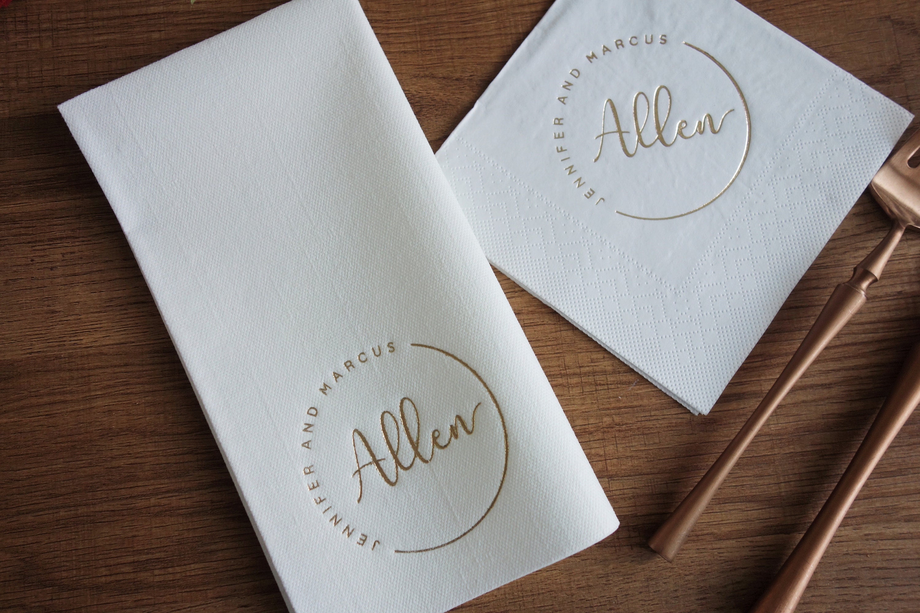 Napkins for Wedding Gold Foil Cocktail Napkins Custom Etsy