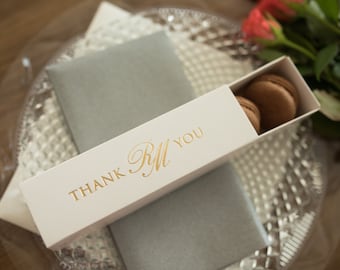 30x personalized Macaron boxes, Thank you gift for guests, Gold foil, Personalized macarons box, Small Gift Boxes, decorpress macaron box