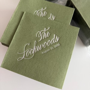 Personalized cocktail Napkins wedding, soft linen like, Gold foil napkins, airlaid Custom wedding Napkins, Napkins for wedding,