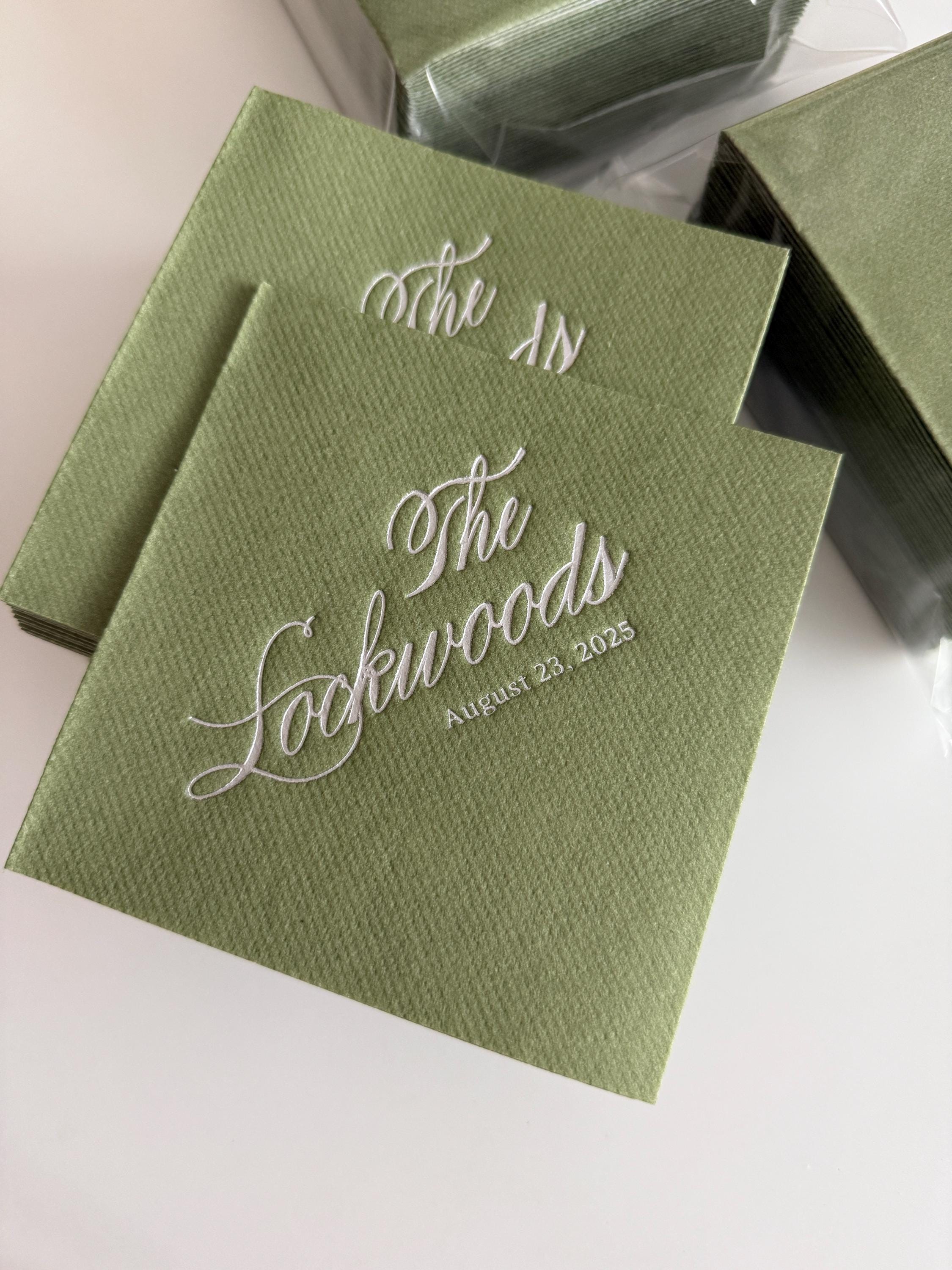 Personalized cocktail Napkins wedding, soft linen like, Gold foil napkins, airlaid Custom wedding Napkins, Napkins for wedding,