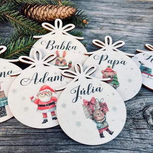 Custom Christmas baubles with name, CHRISTMAS gift tags, Laser cut wood snowflake decoration, christmas decoration