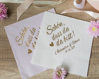 Lunch Personalisierte Servietten, Hochzeit, Personalized Napkins, Custom Napkins, Schön, dass du da bist, Custom Luncheon Napkins