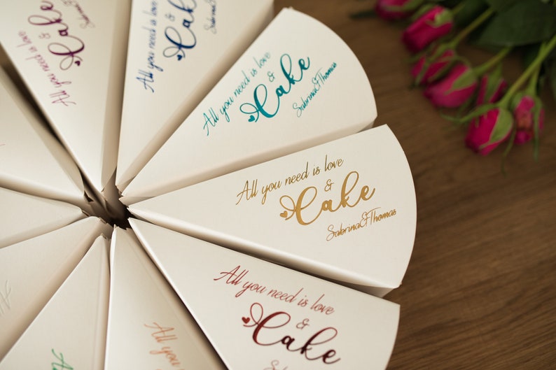 30 Personalized Wedding Cake Boxes for Guests Gold Foil Etsy