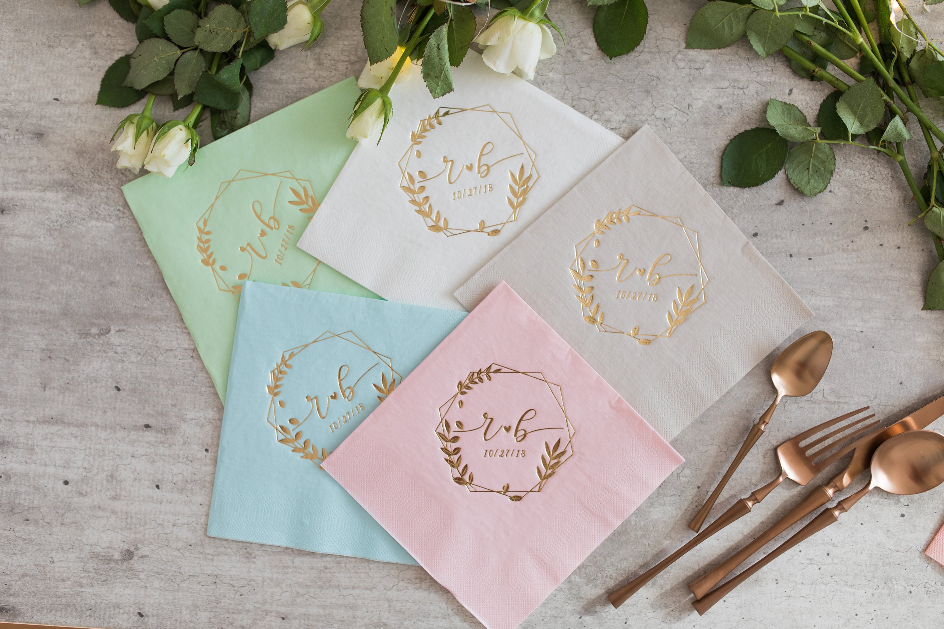 Custom wedding Napkins Gold foil Custom Napkins Wedding Etsy