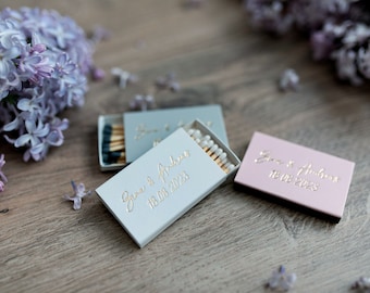 Custom matchboxes, Printed on match boxes directly, not sticker, Gold Foil Matches, Personalized matches, wedding matches, Let love sparkle